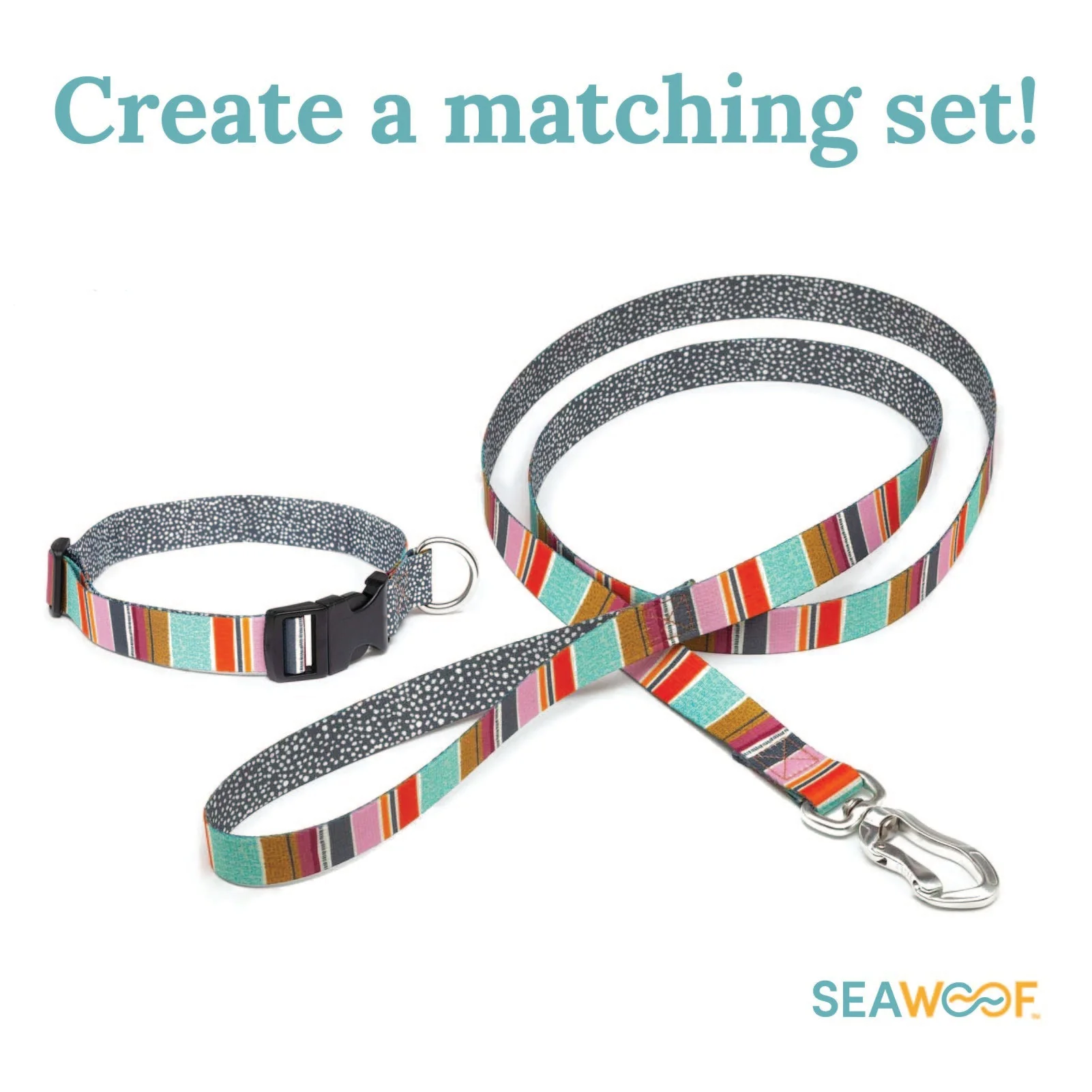 Seawoof Dog Leash Multicolor Stripe Print - Image 3