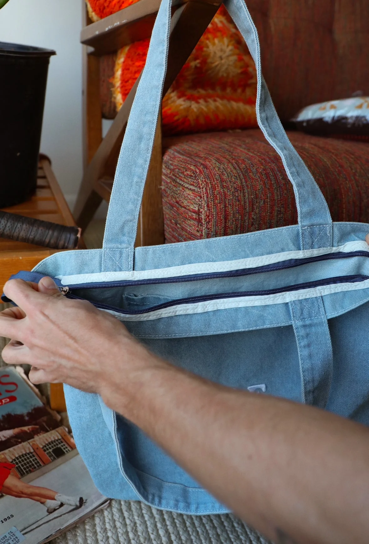 SMILE HARD DENIM TOTE - Image 11
