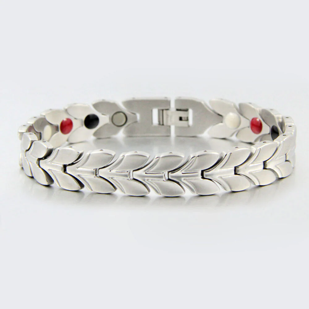 Stainless Steel Energy Bracelet 4-in-1. Silver Color. Model B039S - Image 2