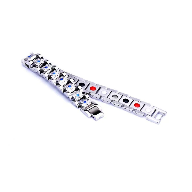 Stainless Steel Magnetic/Energy Bracelet with Crystals. 3 Colors available. Model YYG233 - Image 5