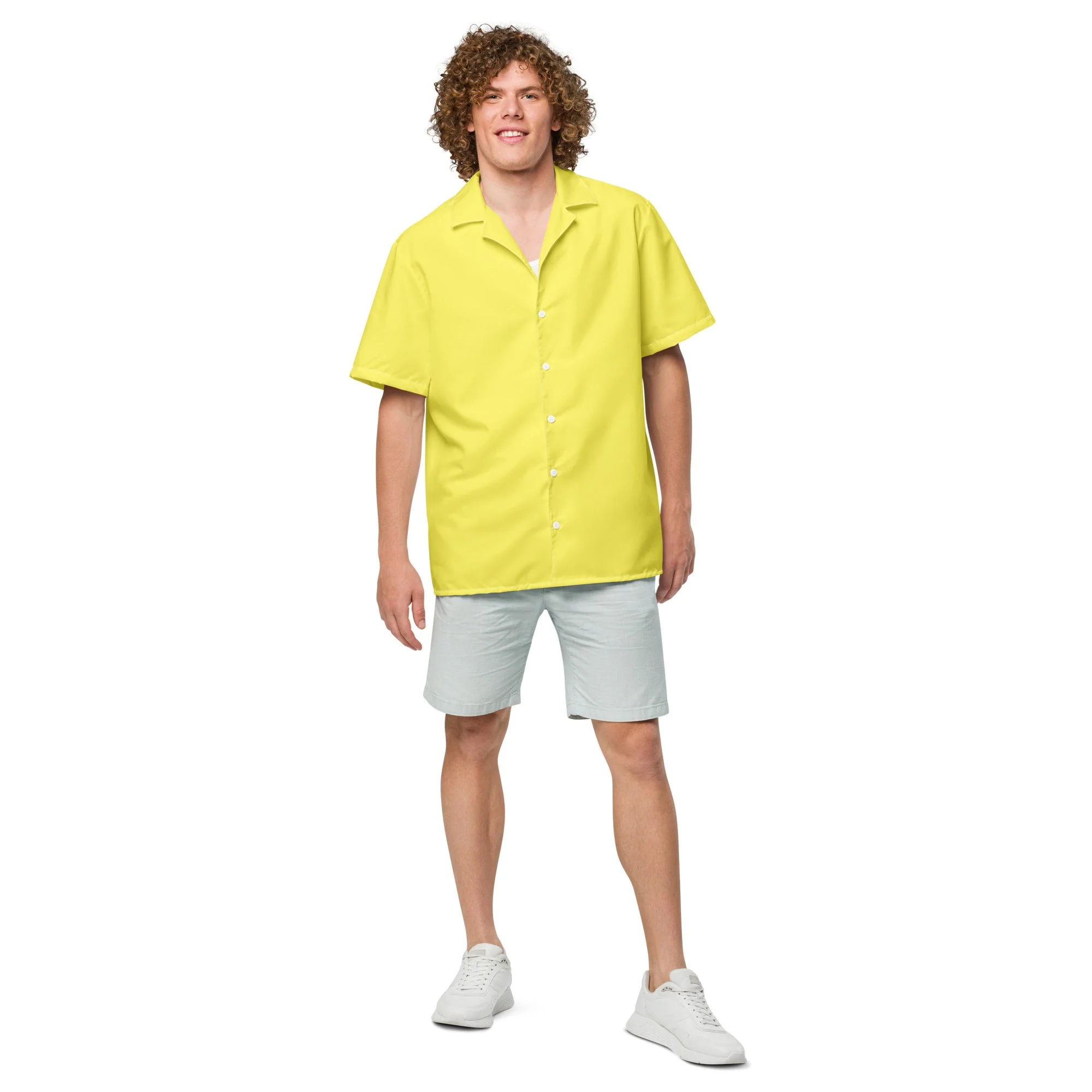 Stylish Recycled Polyester Banana Yellow Button Down Camp Shirt | Eco-Friendly | Gift for Him | Resort Wear - Image 3