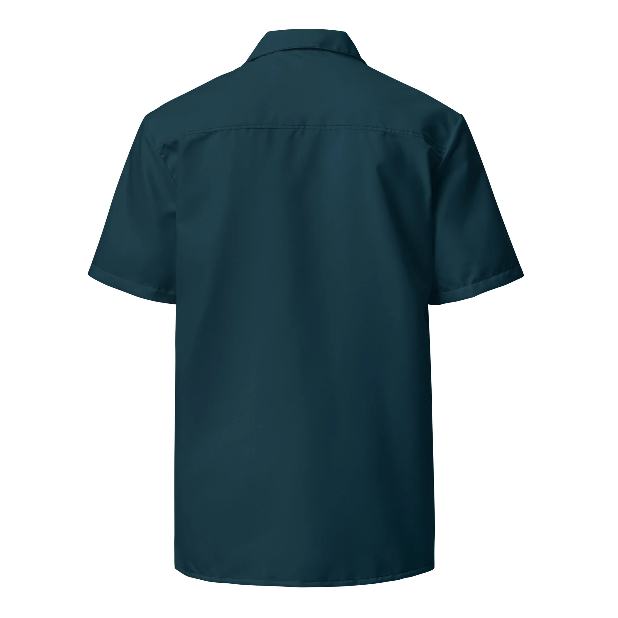 Stylish Solid Dark Seas Blue Camp Shirt - Recycled Polyester, Pulls 2 Pounds of Ocean Plastic, Ideal for Men, Travelers, Beach Lovers - Image 5