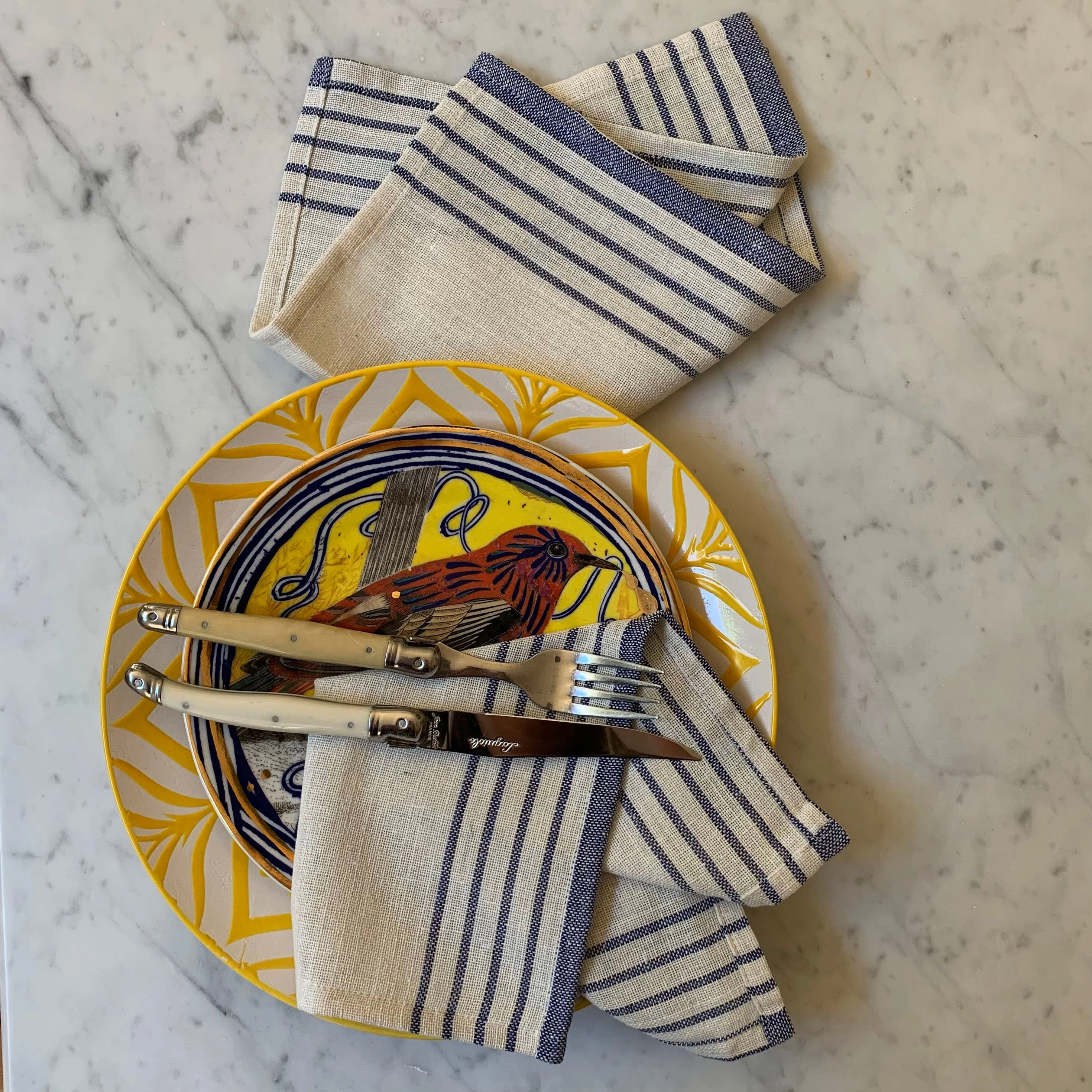 Sustainable Kayseri Tablecloth Set - Blue by Hilana Upcycled Cotton - Image 4