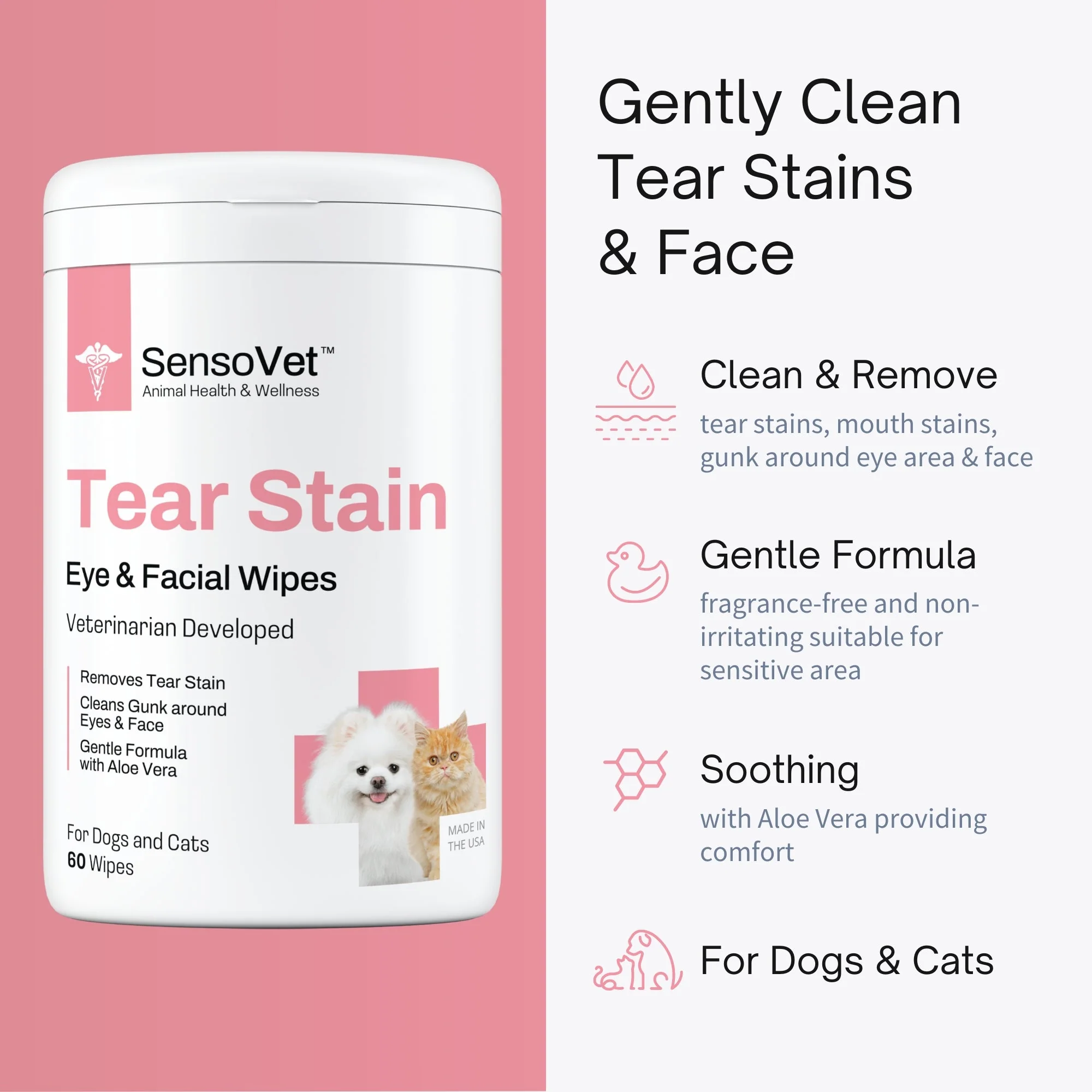 Tear Stain Eye & Facial Wipes for Dogs & Cats - Image 2