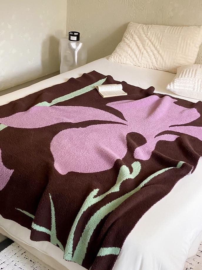 Terracotta Iris Throw Blanket - Warm Thick Earthy Tone Fall Blanket - Image 2