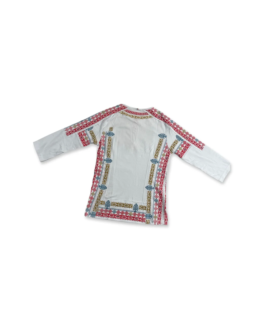 Tribal Design Women's Long Sleeve Shirt, White - Image 3