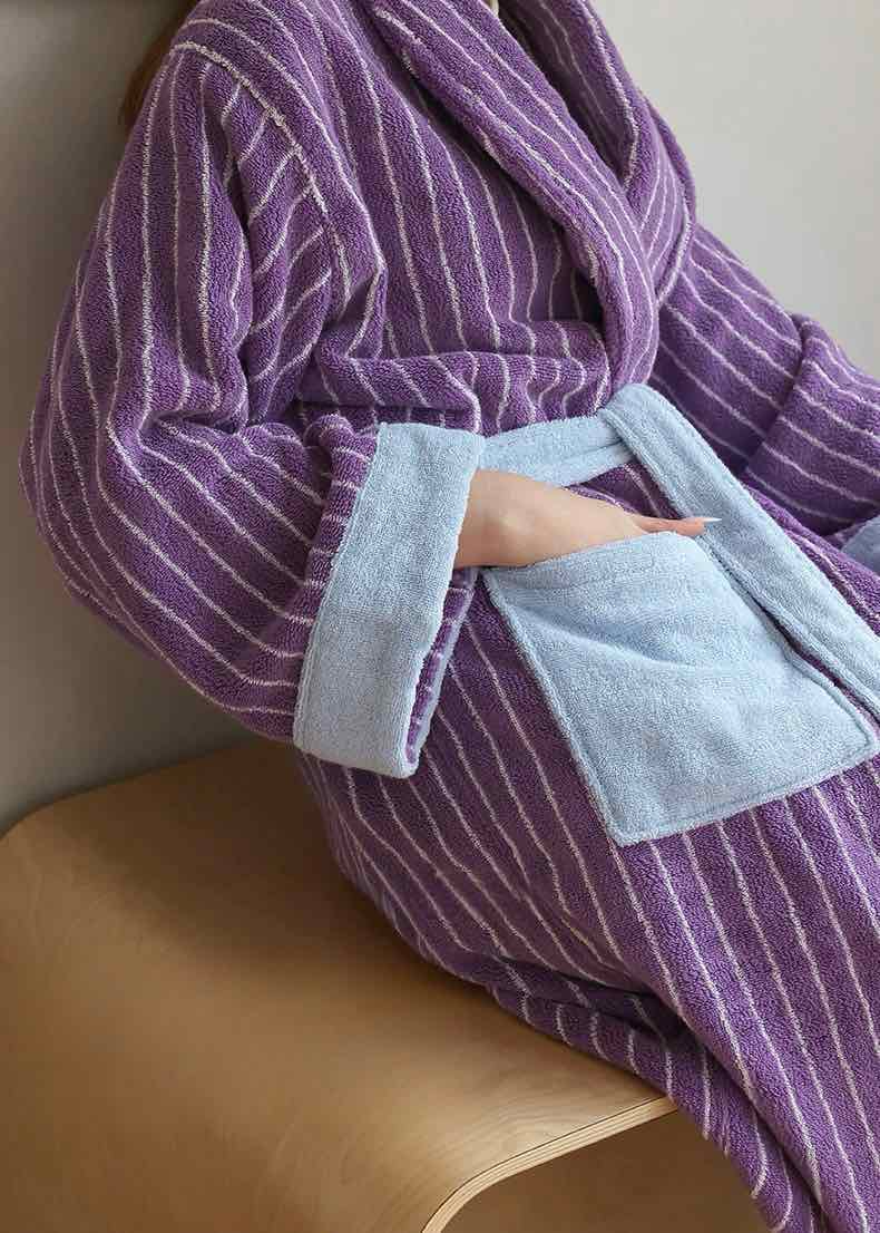 Ultra Soft Dopamine Stripe Bathrobe - 100% Organic Long-stapled Cotton - Image 15