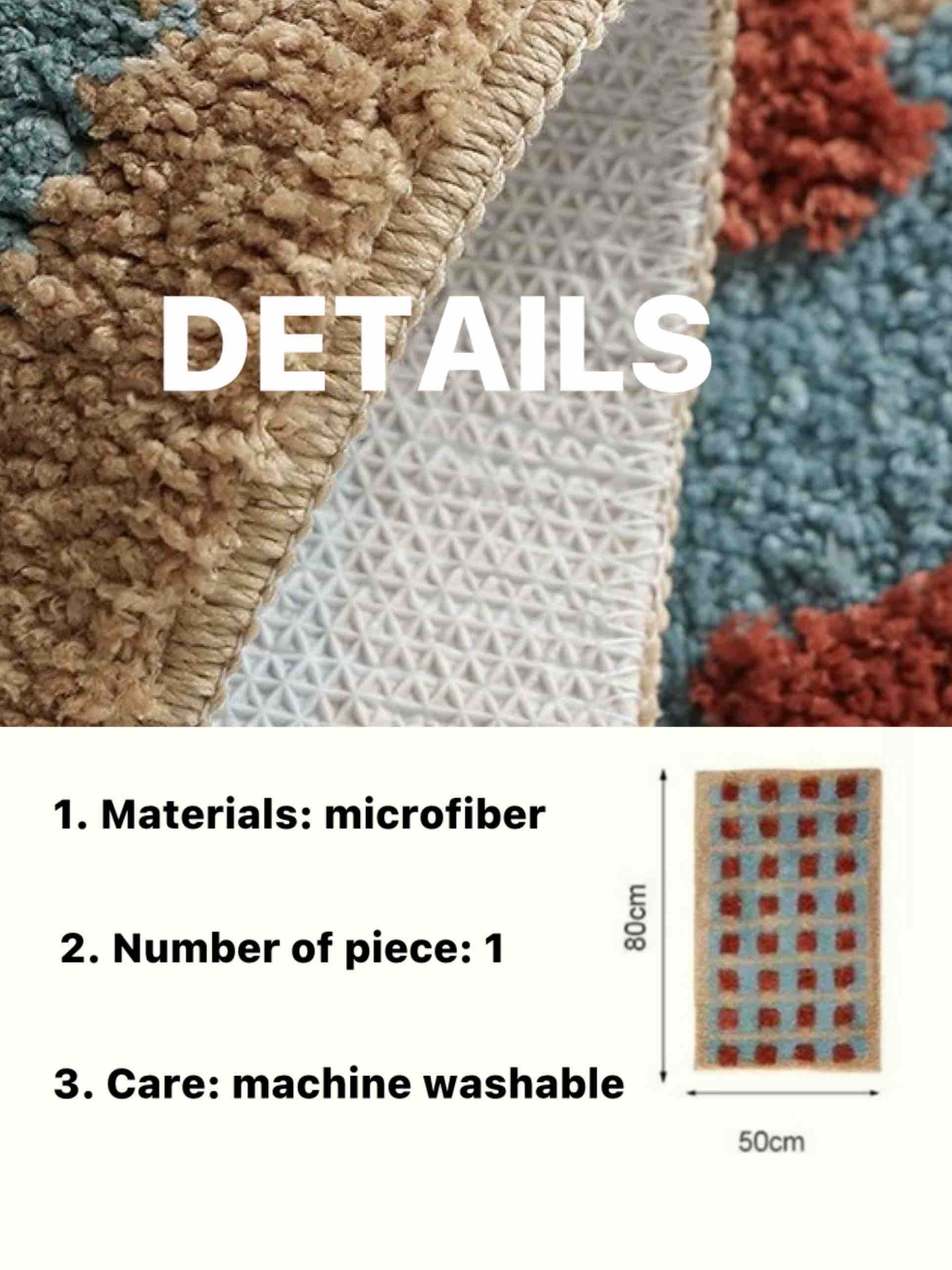 Ultra Soft Retro Bath Rug, Machine-washable, Absorbent Mat - Image 10