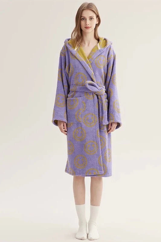 Whimsy Funky Smiley Face Hooded Robe - Soft 100% Organic Long-stapled Cotton - Image 5
