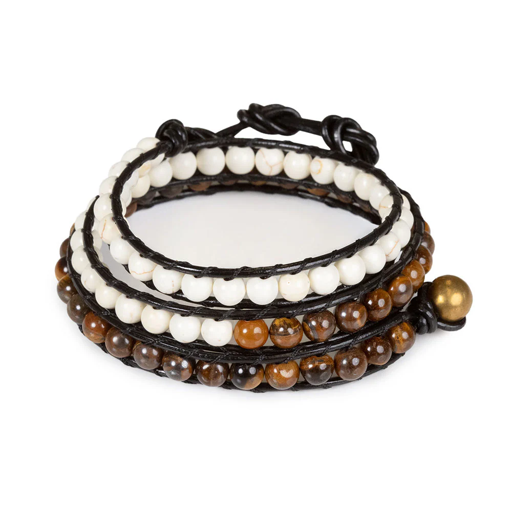 White Turquoise + Tiger Eye Bracelet - Image 2