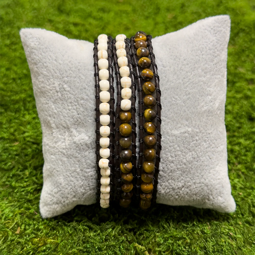 White Turquoise + Tiger Eye Bracelet - Image 4