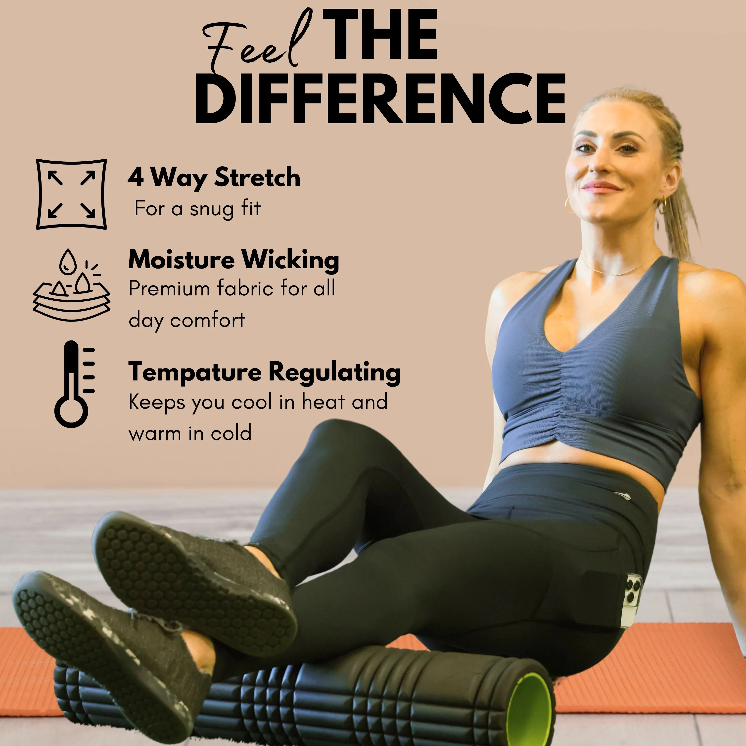 Women's Compression Leggings W/ Pockets - Black - Image 2
