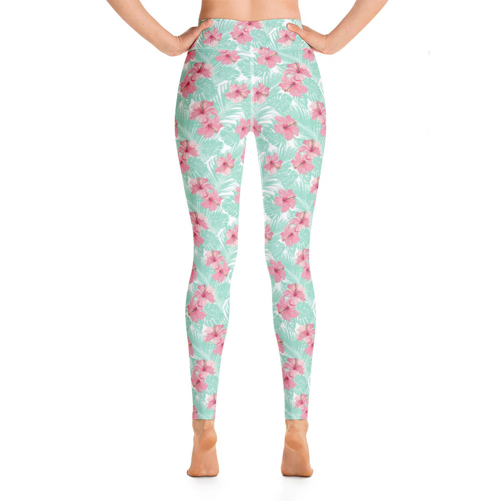 Women's Tropical Island Floral Yoga Leggings - Image 5