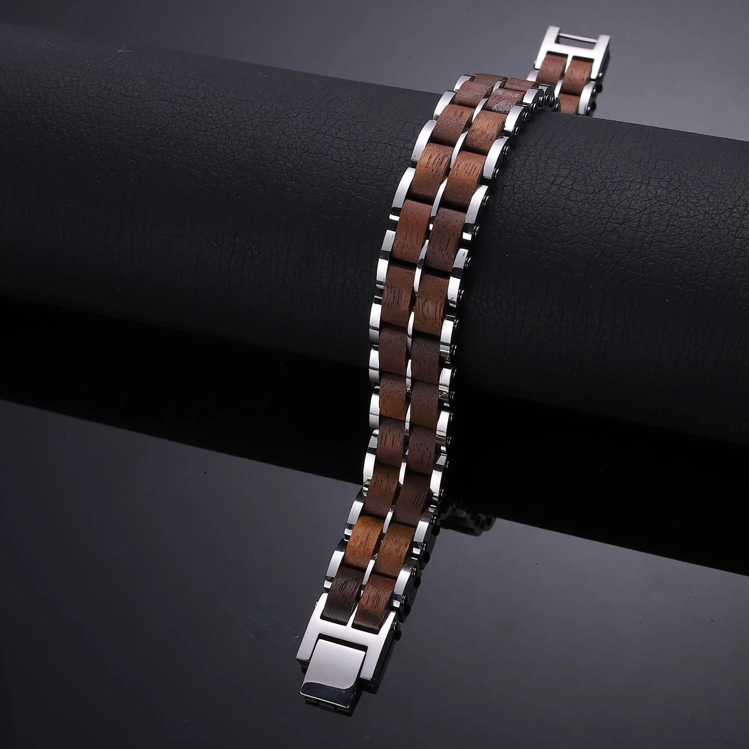 Wood and Stainless Steel Magnetic Bracelet. 3 Colors available. Model WB011 - Image 6