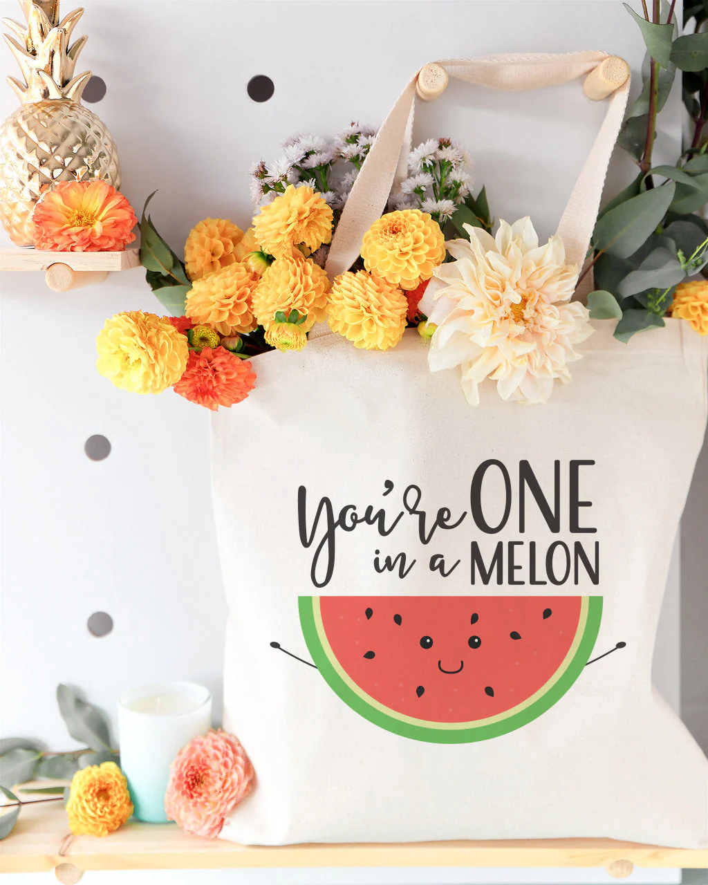 You're One in a Melon Cotton Canvas Tote Bag by The Cotton & Canvas Co. - Image 3